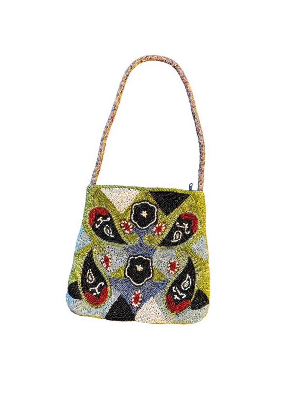 Beaded Bohemian Shoulder Bag Colorful Intricate Floral Detail Vibrant Design
